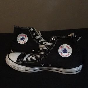 Converse High Top Black Sneakers W/ White Laces